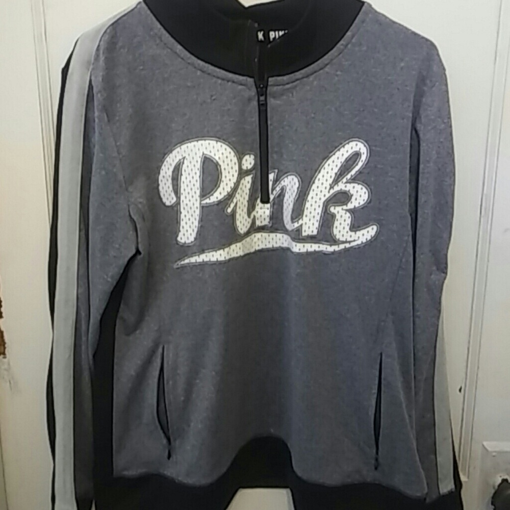 PINK black and grey hoodie